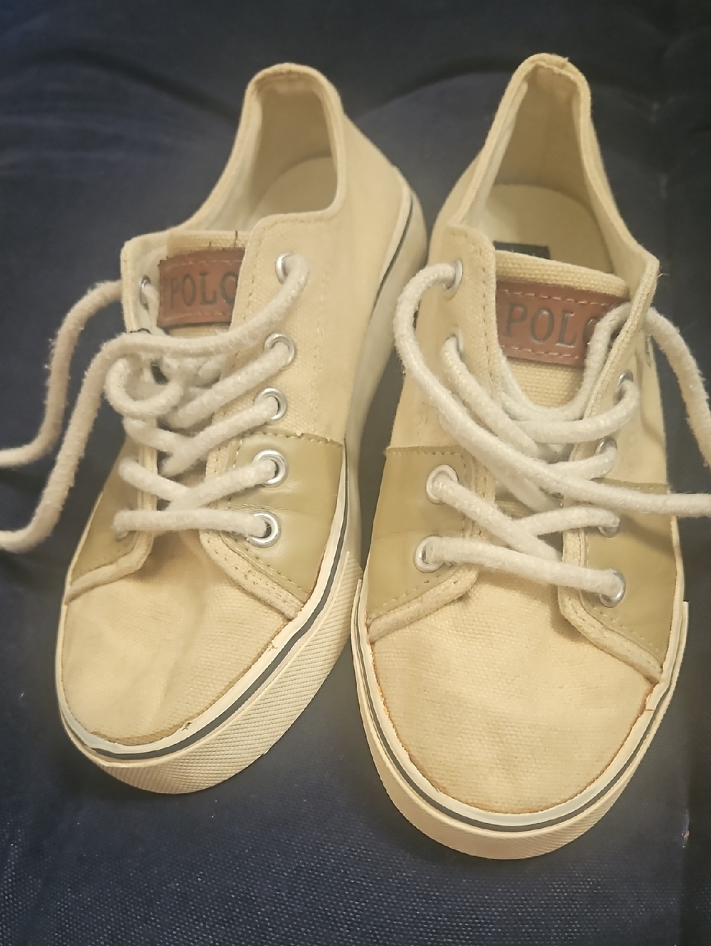 Polo by Ralph Lauren Beige Canvas Kids Sneakers Size 13